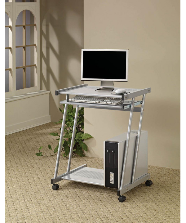 Contemporary Silver Computer Desk