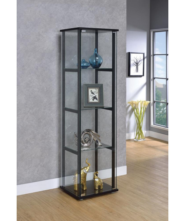 Contemporary Glass and Black Curio Cabinet