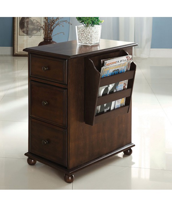 side table with drawers and magazine rack